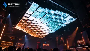 Spectrum Display SPKI-160 ceiling-mounted 3D kinetic LED screen at a high-end bar in Singapore