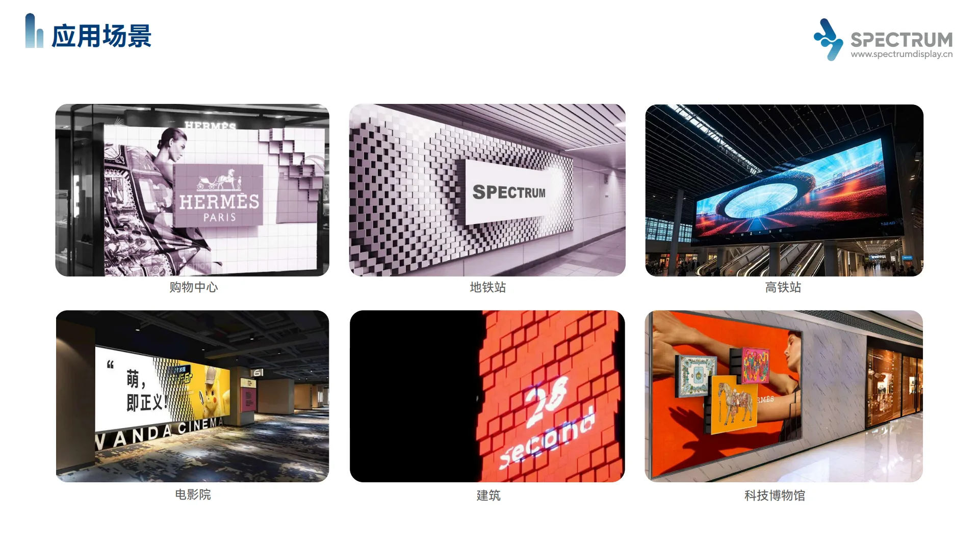 Spectrum Display 3D kinetic LED screen application scenarios - ceilings, columns, storefront windows, shopping malls, airports, cinemas