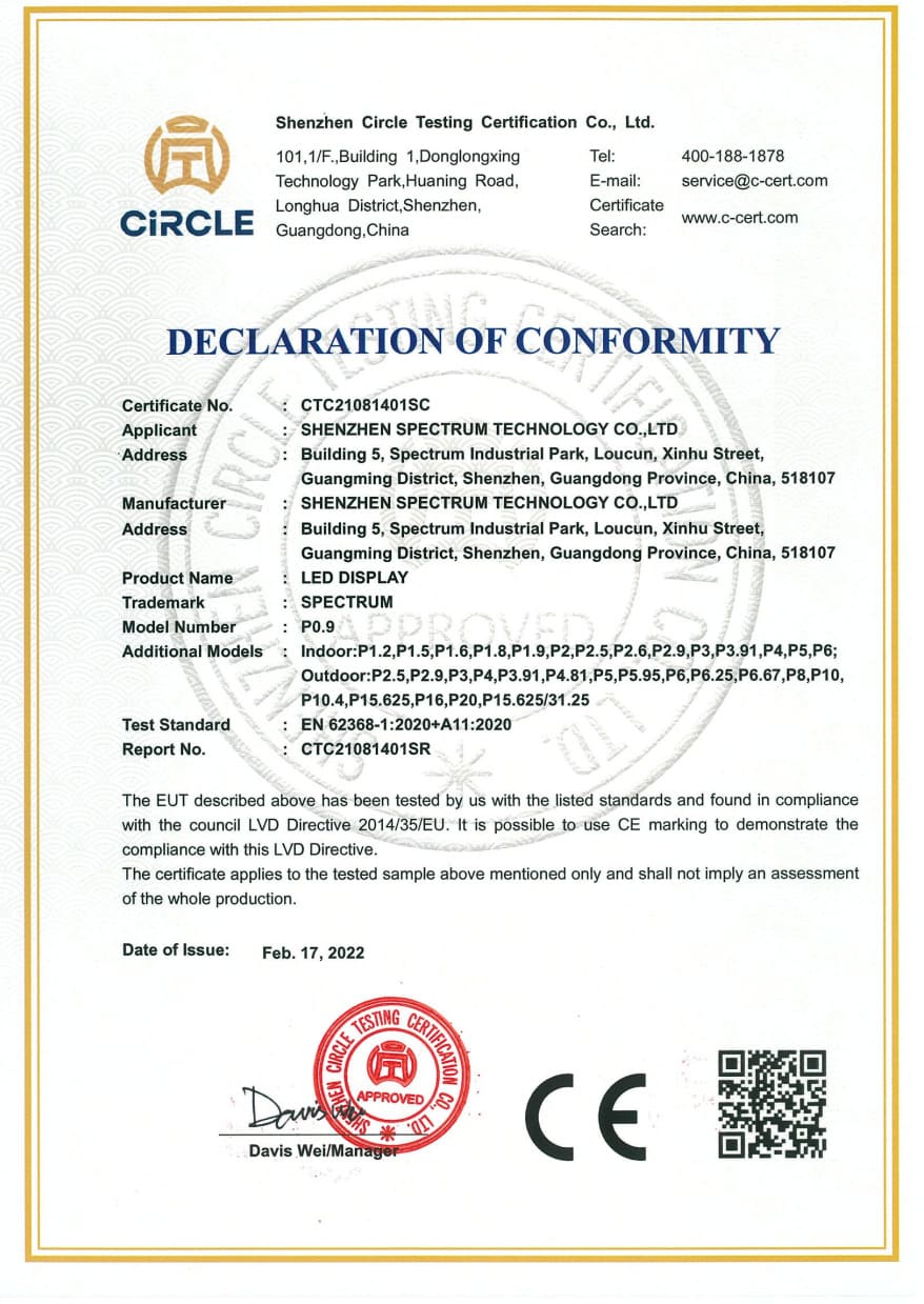 Spectrum Product Certifications and Compliance Documents